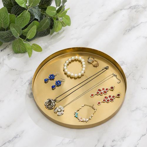 11-inch Brass Plated Metal Round Decorative Serving Tray