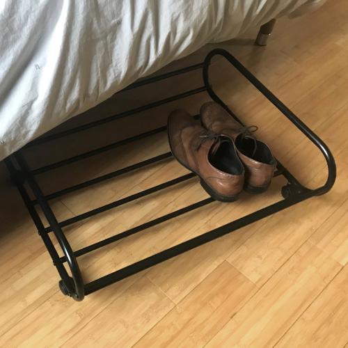 Black Metal Rolling Under-Bed Storage Cart