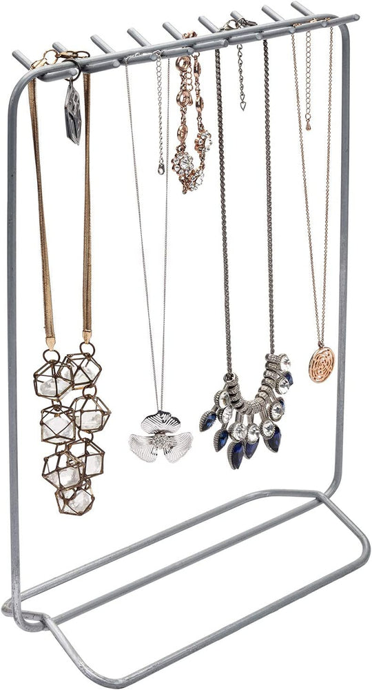 Gray Metal Jewelry Display Stand with 18-Hooks