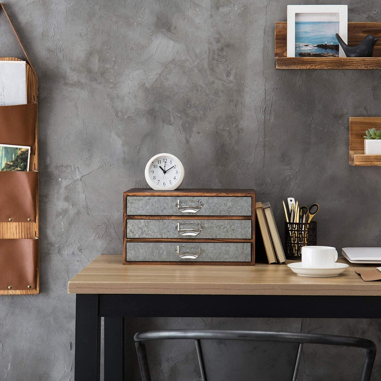 Rustic Wood & Galvanized Metal File Document Organizer