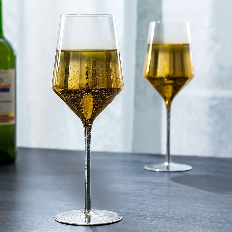 Wine Glasses, Gold Plated Smoky Gradient Party Cocktail Stemmed Glasses, Set of 2
