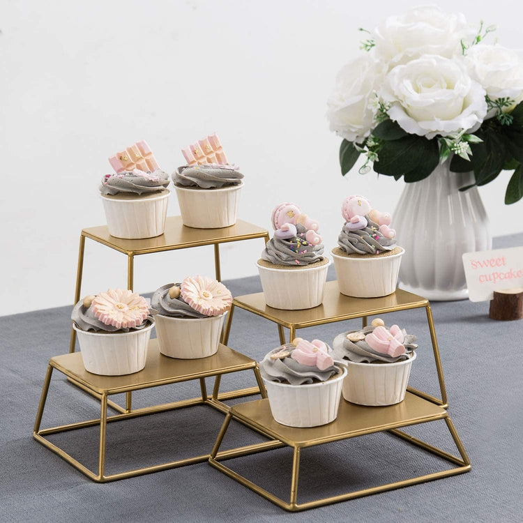Brass Tone Metal Nesting Display Risers, Set of 4