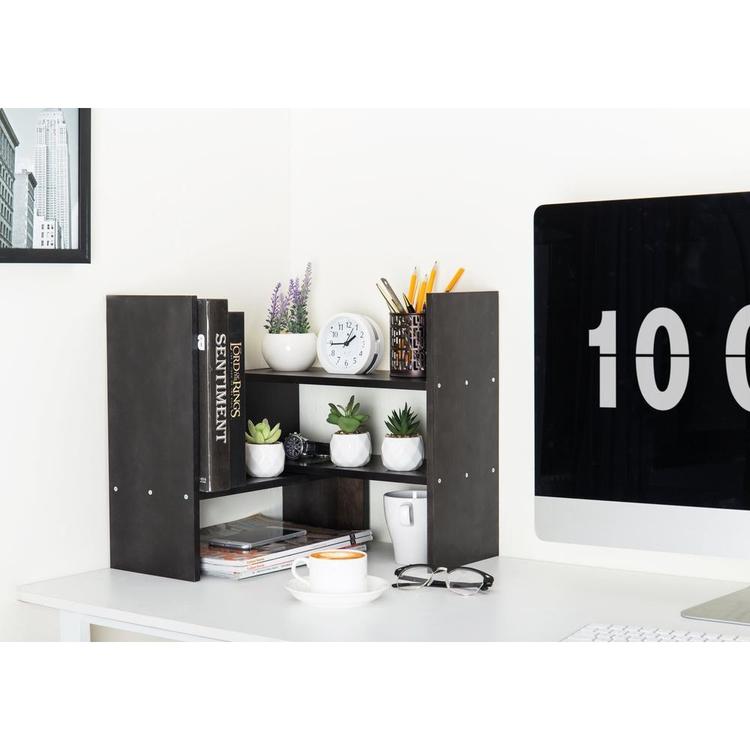 Adjustable Wood Desktop Storage Organizer Display Shelf, Gray - MyGift Enterprise LLC
