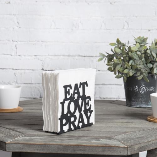 Black Metal Napkin Holder  EAT LOVE PRAY