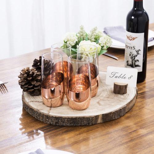 Copper Stemless Champagne Flute Glasses, Set of 4