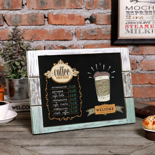 Rustic Multicolored Wood Chalkboard Menu Display Stand