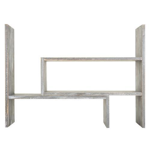 Distressed Gray Wood Adjustable Desktop Bookshelves - MyGift