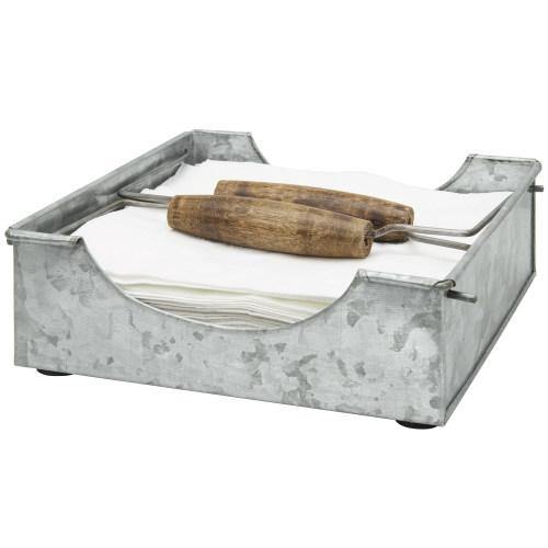 Galvanized Metal Napkin Holder with Wood Handles - MyGift