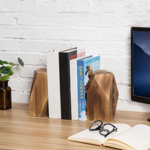 Geometric Style Wood Bookends