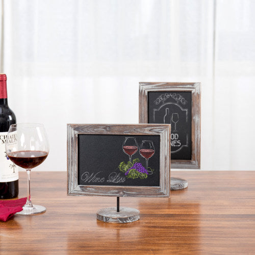 Vertical/Horizontal Torched Wood Chalkboard Sign, Set of 2