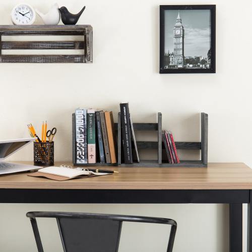 Gray Expandable Wood Desktop Bookshelf - MyGift