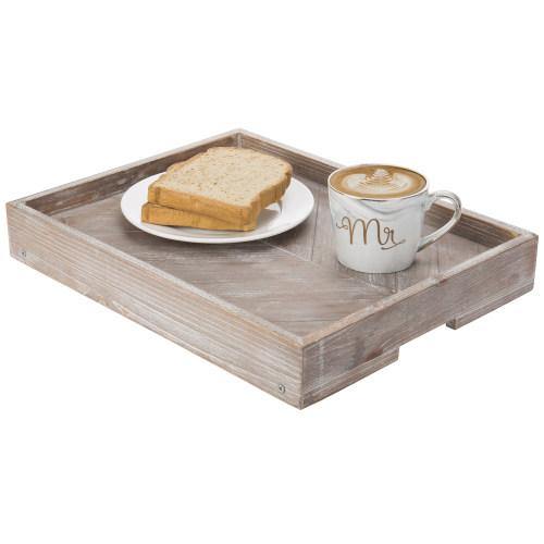 Vintage Graywashed Wood Tray w/Foldable Legs - MyGift