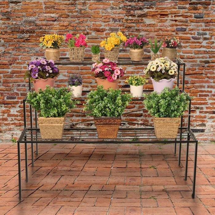 Industrial Metal Shelf Plant Display Rack Stand