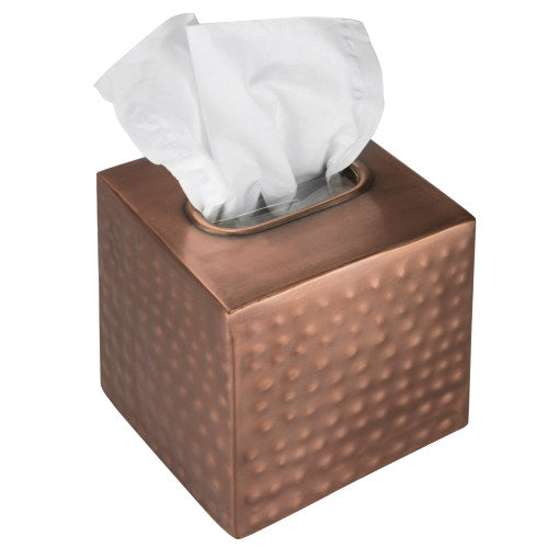 Antique Inspired Hammered Bronze-Tone Metal Tissue Box Cover-MyGift