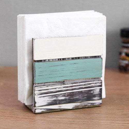 Multicolored Torched Wood Napkin Holder