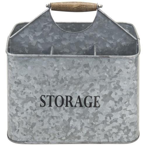 Rustic Galvanized Silver Metal Kitchen Organizer Caddy - MyGift