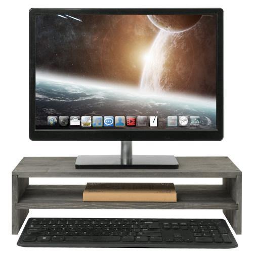 Rustic Barnwood Gray Wood Computer Monitor Stand