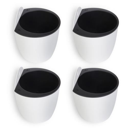 Wall Mounted Self Watering White Planter Pots, Set of 4 - MyGift