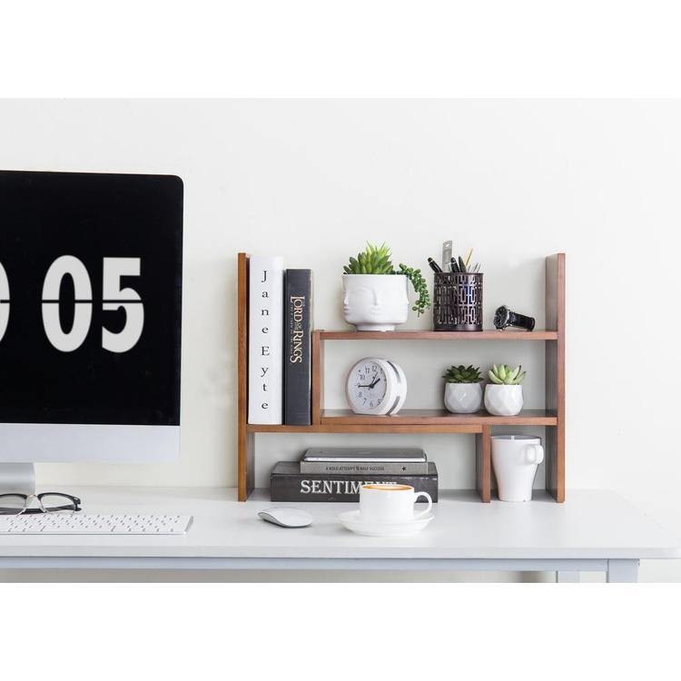 Modern Modular Natural Wood Desktop Shelves and Organizer Rack