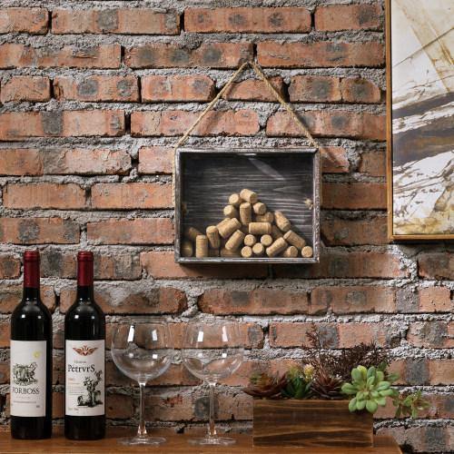 Rustic Torched Wood Wine Cork Catcher/Beer Bottle Cap Holder Shadow Box