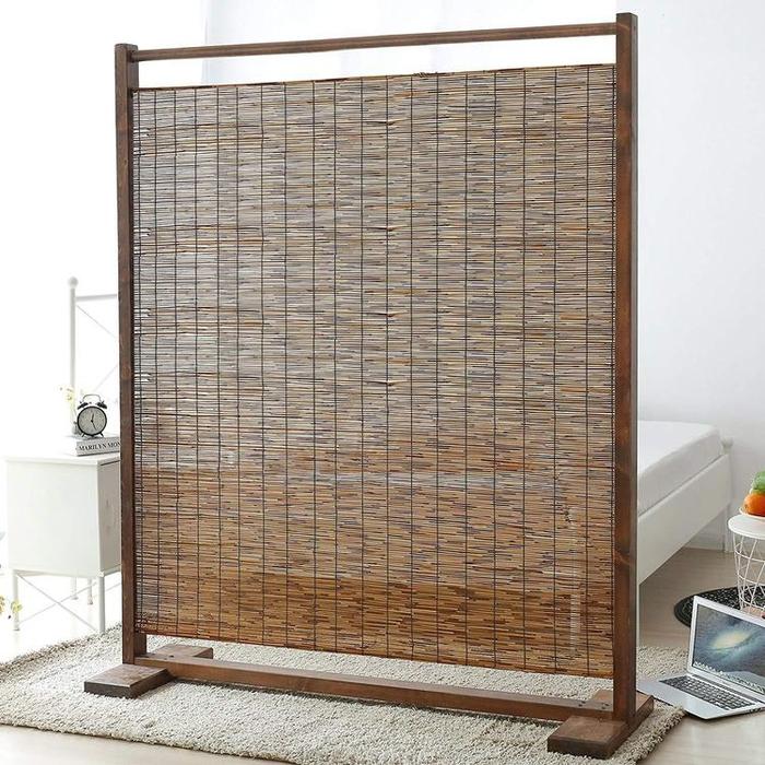Rustic Wood and Reed Single Panel Room Divider