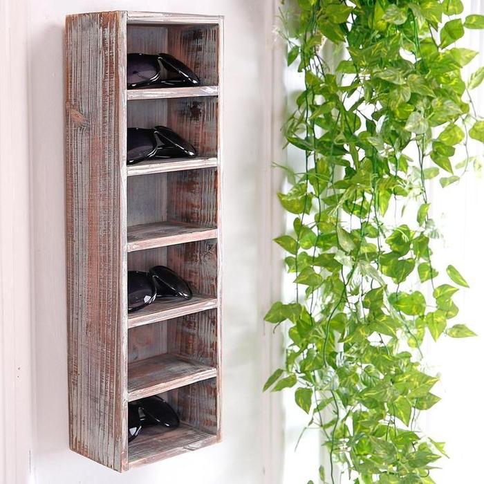 Rustic Torched Wood Vertical Sunglasses Display Stand