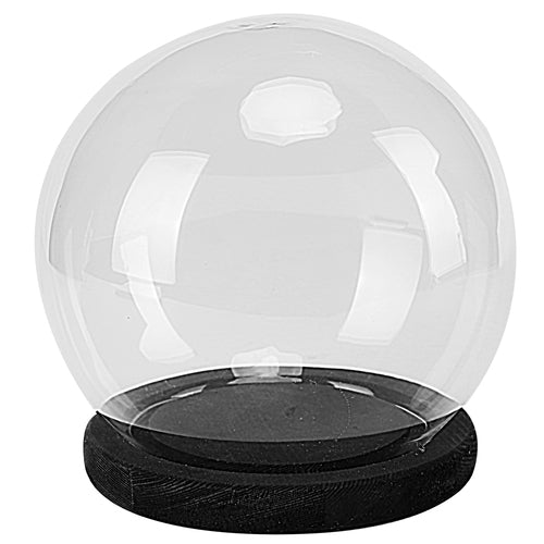 Clear Glass Terrarium w/ Black-Stain Wood Base