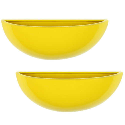 Yellow Ceramic Wall Mounted Hanging Planter, Set of 2-MyGift