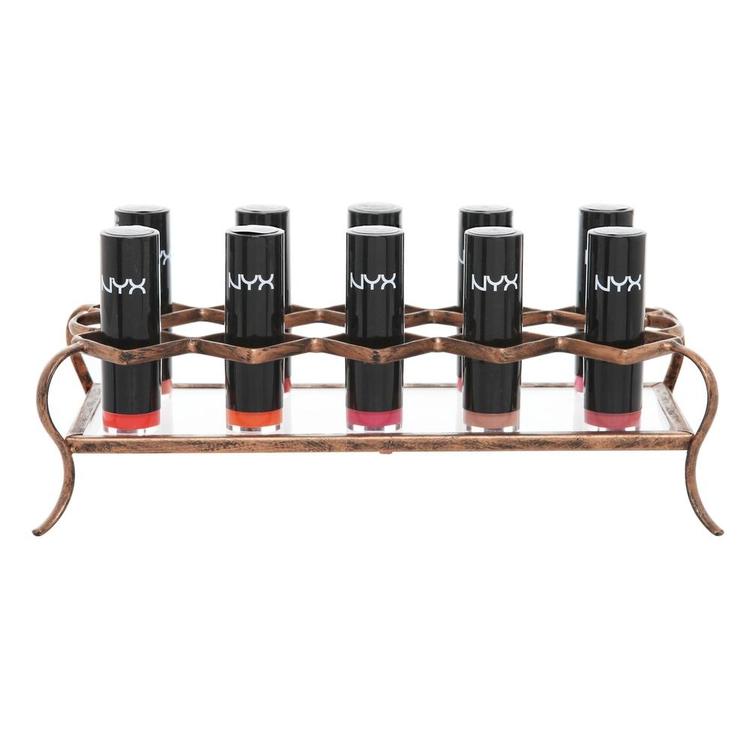 Vintage 10-Slot Rose Gold-Tone Metal & Acrylic Lipstick / Makeup Holder - MyGift Enterprise LLC