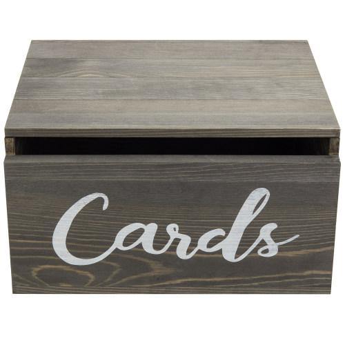 Vintage Gray Wood Wedding Card Box with Lid - MyGift