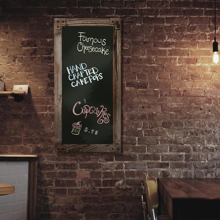 Wall Mounted Chalkboard with Rustic Torched Wood Frame