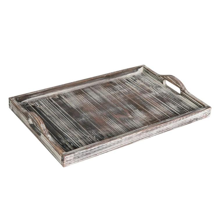 Wood Vintage Serving Tray with Handles